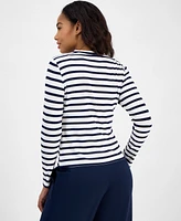 Nautica Jeans Women's Striped V-Neck Cardigan Sweater