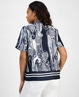 Nautica Jeans Women's Paisley-Print Camp Shirt