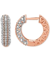 Diamond Heart Hoop Earrings (1/5 ct. t.w.) in 10k Rose Gold