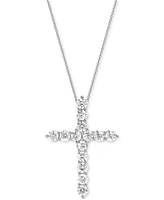 Diamond Cross Pendant Necklace (2 ct. t.w.) in 14k White Gold, 16" + 2" chain extender