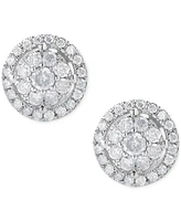 Diamond Cluster Round Stud Earrings (1/2 ct. t.w.) in 10k White Gold