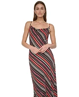 Dkny Women's Printed Cowl-Neck Sleeveless Slip Dress