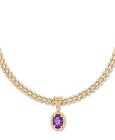 Amethyst (5-3/8 ct. t.w.) & White Topaz (3/4 ct. t.w.) Panther Link 18" Necklace in 14k Gold-Plated Sterling Silver