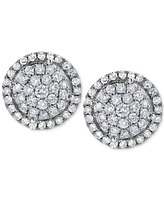 Diamond Halo Cluster Stud Earrings (1 ct. t.w.) in 14k White Gold