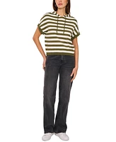 Vince Camuto Women's Striped Short-Sleeve Sweater Hoodie