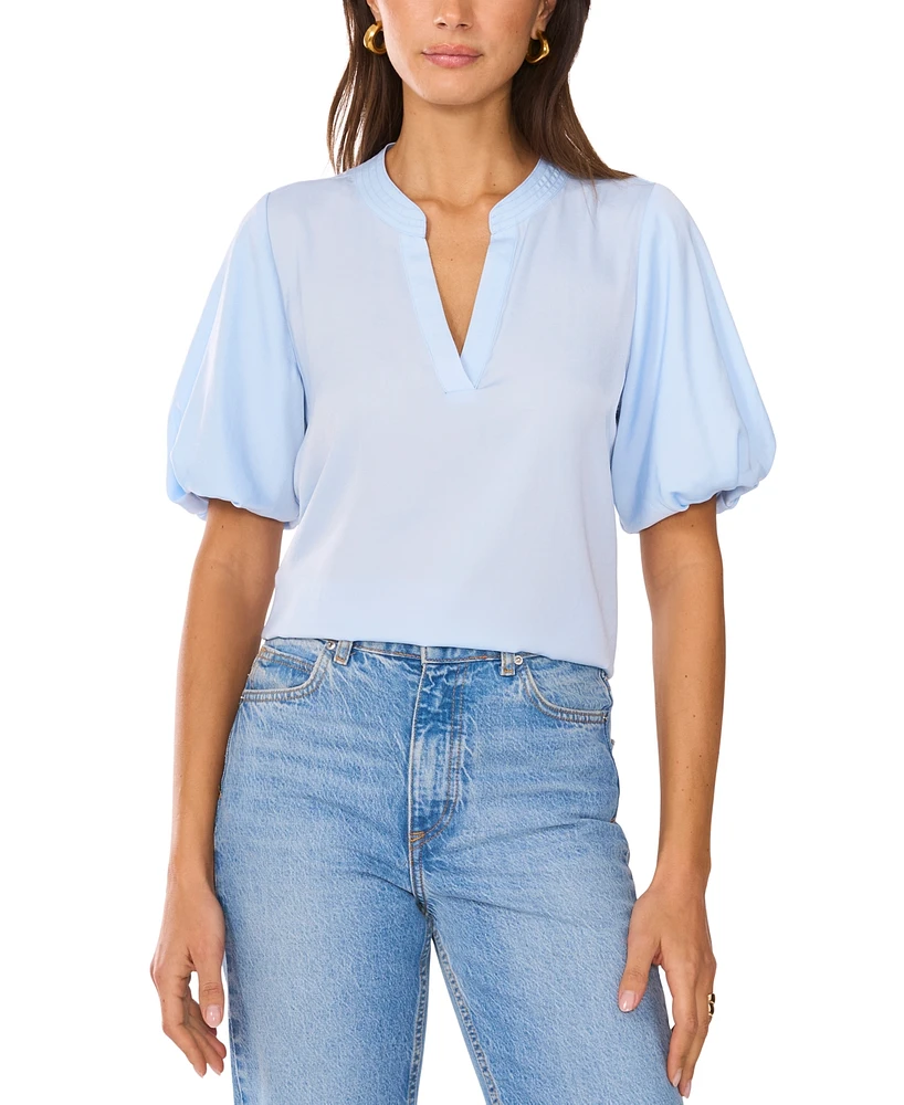 Vince Camuto Women's V-Neck Short Puff Sleeve Blouse