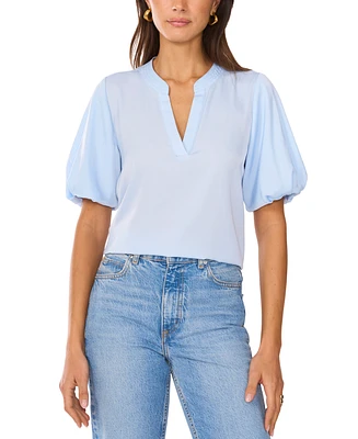 Vince Camuto Women's V-Neck Short Puff Sleeve Blouse