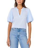 Vince Camuto Women's V-Neck Short Puff Sleeve Blouse