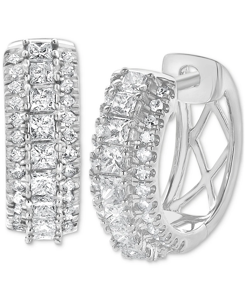 Diamond Cluster Hoop Earrings (1/2 ct. t.w.) in 14k White Gold