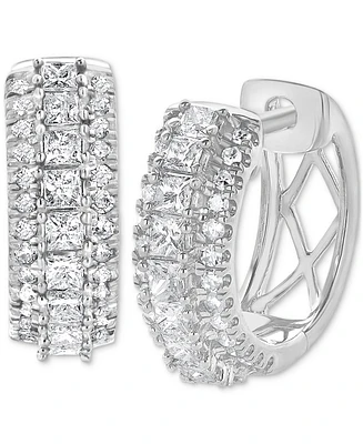 Diamond Cluster Hoop Earrings (1/2 ct. t.w.) in 14k White Gold