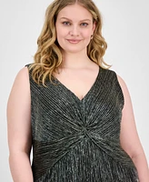 Connected Plus Twisted Metallic Jersey Maxi Dress