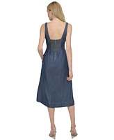 Dkny Women's Scoop-Neck Sleeveless Chambray Dress