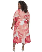 Dkny Plus Cotton Puff-Sleeve Fit & Flare Dress