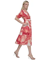 Dkny Petite Cotton Surplice-Neck Fit & Flare Dress
