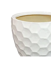 Sunnydaze Decor 11.25" Raised Honeycomb Pattern Glazed Ceramic Plant Pot Set - White - 2.7 Gal. Soil Capacity - Set of 2