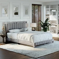 Boyd Sleep Belle Upholstered Platform Bed with Headboard, Mattress Foundation with Strong 14 Wood Slat Supports