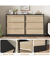 gaomon 6 Drawer Dresser for Bedroom, Modern Dresser Organizer Storage Chest, Wooden Double Chest of Drawers for Bedroom