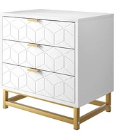 gaomon 3 Drawer Dresser for Bedroom, Wood Chest of Drawers with Metal Legs, Modern Storage Dresser Chest Cabinet Organizer, Large Dresser for Hallway