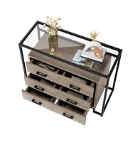 gaomon Modern Side Cabinet - 2024 New, Dining Hall Control Table, 6 Drawer Chest, Enhanced Storage, Sleek Design