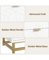 gaomon 3 Drawer Dresser, Large Dresser for Bedroom, Wood Dresser with 3 Large Drawers, Modern Dressers with Gold Metal Handles for Hallway