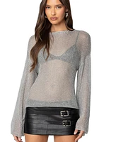 Edikted Women's Drop Shoulder Sheer Knit Sweater