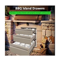 gaomon Outdoor Kitchen Drawer, 3-Layers Stainless Steel 16"x21"x23" Enclosed Built-in Flush Mount Outdoor Kitchen Access Drawer, Bbq Island for Outdoo
