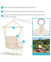 Indoor/Outdoor Hanging Hammock Chair with Armrests - Polycotton Fabric - 300-Pound Capacity - Natural