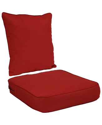 Sunnydaze Decor 2-Piece Outdoor Back and Seat Cushion Set for Deep Seating Patio Chair - Red