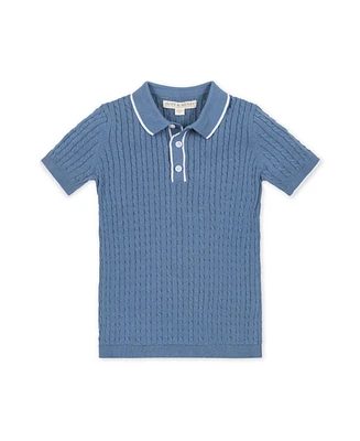 Hope & Henry Boys' Organic Short Sleeve Sweater Polo with Tipping, Kids