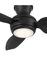 Casa Vieja 36" Whirl Modern Industrial Indoor Outdoor Ceiling Fan 3 Blade Led Light Remote Control Matte Black Finish Blades Bedroom Patio Living Room