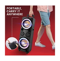 Pyle 10" Portable Bluetooth Pa Karaoke Speaker System with Led Lights, Usb/Sd/Remote Control & Rechargeable Battery