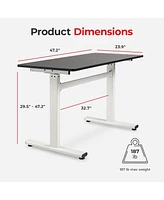 Sunny Health & Fitness Multi-Purpose Air-Drive Adjustable Standing Desk, Pneumatic Air Lifting, Electricity-Free, Scratch-Resistant Surface with up to