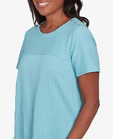 Alfred Dunner Petite Classics Solid Textured Short Sleeve T-Shirt