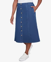 Alfred Dunner Petite Paneled Full Length Denim Skirts