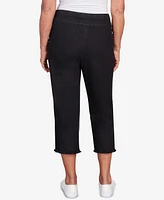 Alfred Dunner Petite Classics Black Denim Fringe Capri Pants