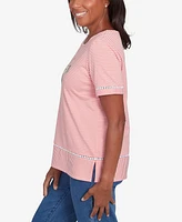 Alfred Dunner Petite Classics Daisy Knit Striped T-Shirt