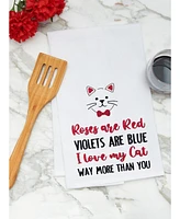 C&F Home Valentine's Day "I Love My Cat" Whiskers Embroidered Flour Sack Kitchen Dishtowel