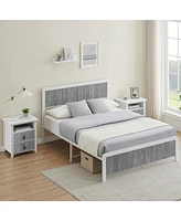 gaomon Queen Bed Frame with Curved Wood Headboard and Footboard