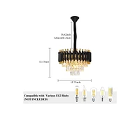 gaomon Modern Crystal Chandeliers 3 Tiers Black and Gold Pendant Light Fixtures
