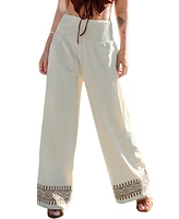 Cupshe Women's Boho Embroidery Straight Leg Pants