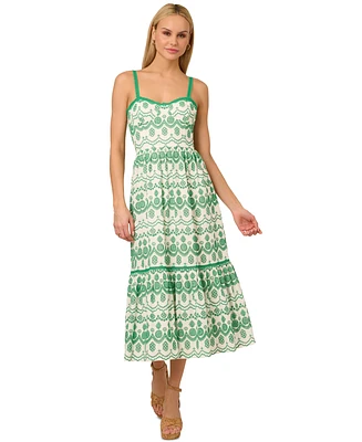 Adrianna by Papell Women's Cotton Eyelet Midi Dress