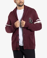 X-Ray Men's Shawl Collar Heavy Gauge Cardigan with City Patch