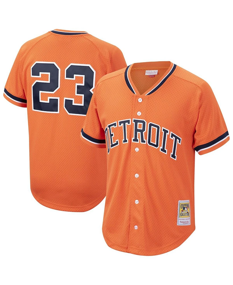 Mitchell & Ness Men's Kirk Gibson Orange Detroit Tigers Cooperstown Collection Mesh Batting Practice Button-Up Jersey