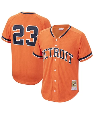 Mitchell & Ness Men's Kirk Gibson Orange Detroit Tigers Cooperstown Collection Mesh Batting Practice Button-Up Jersey