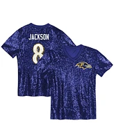 Outerstuff Women's Lamar Jackson Purple Baltimore Ravens Player Name Number V-Neck Fashion Jersey