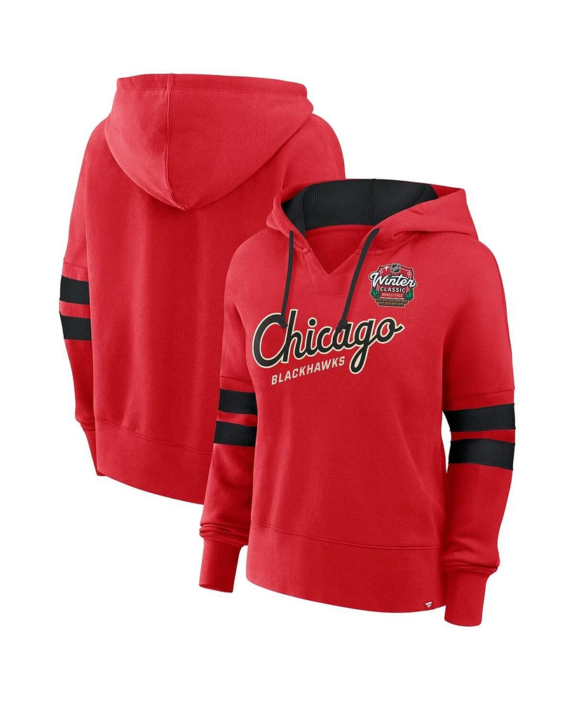 Fanatics Women's Red Chicago Blackhawks 2025 Nhl Winter Classic Seize Fleece Pullover Hoodie