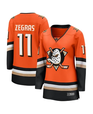 Fanatics Women's Trevor Zegras Orange Anaheim Ducks Home Premier Breakaway Player Jersey