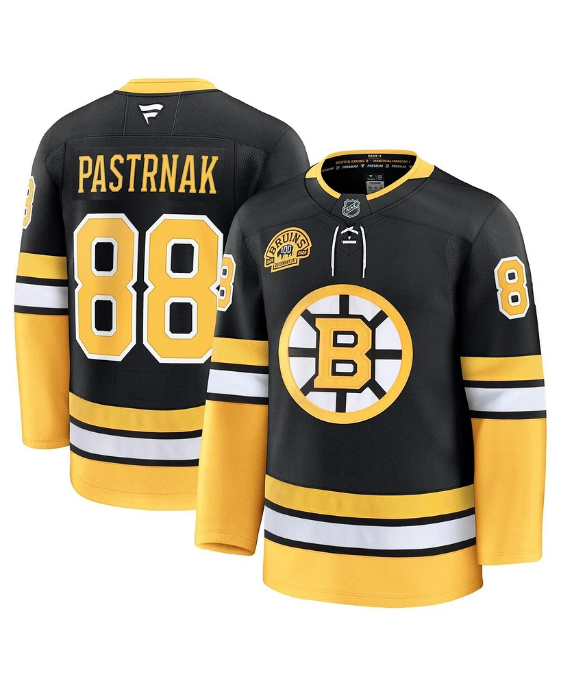 Fanatics Men's David Pastrnak Black Boston Bruins Alternate 100th Anniversary Premium Jersey