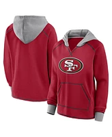 Logo Athletic Women's Scarlet San Francisco 49ers Boom Fleece Pullover V-Neck Hoodie