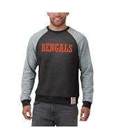 Fanatics Men's Black/Heather Gray Cincinnati Bengals Colorblock Pullover Sweatshirt